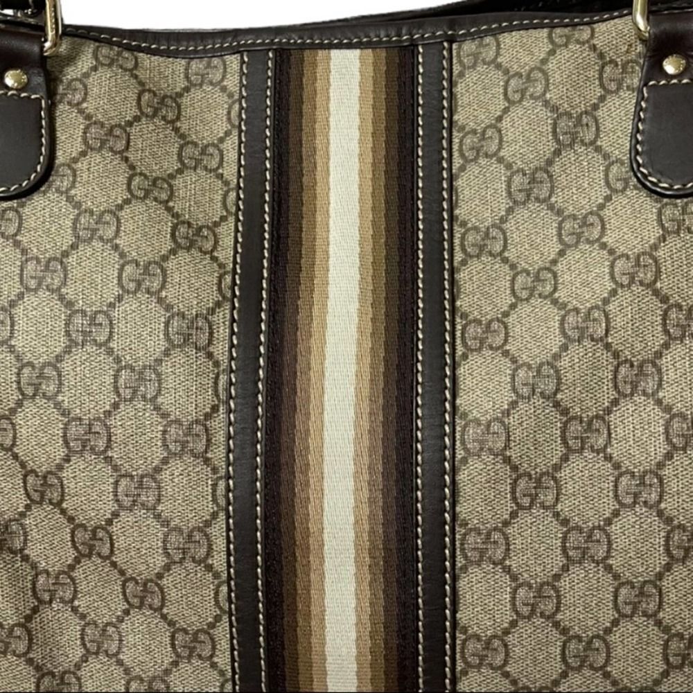 Gucci Supreme Joy Web Tote Purse Handbag Shoulder Bag Brown Logo - Picture 10 of 13
